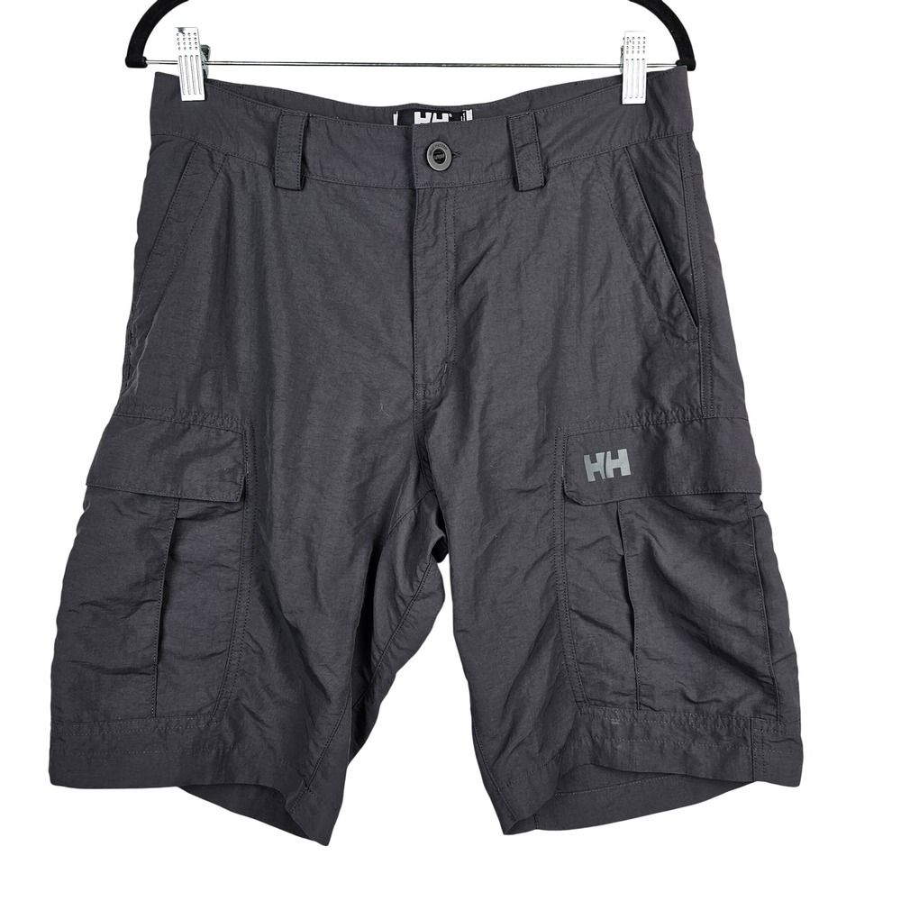 Helly Hansen Men's Quick Dry Cargo Shorts Ebony Grey Size 33 Hiking Sailing HH
